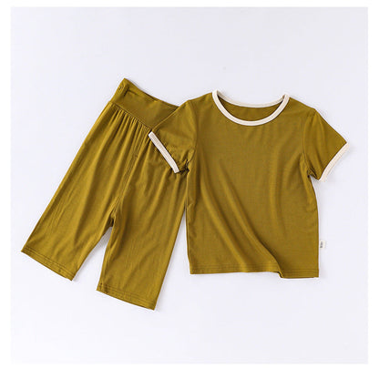 MyKids-USA® Baby Kids Simple Color Patchwork Top and Plain Pants Casual Clothing Set