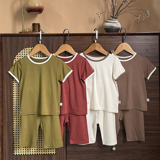MyKids-USA® Baby Kids Simple Color Patchwork Top and Plain Pants Casual Clothing Set