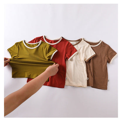 MyKids-USA® Baby Kids Simple Color Patchwork Top and Plain Pants Casual Clothing Set