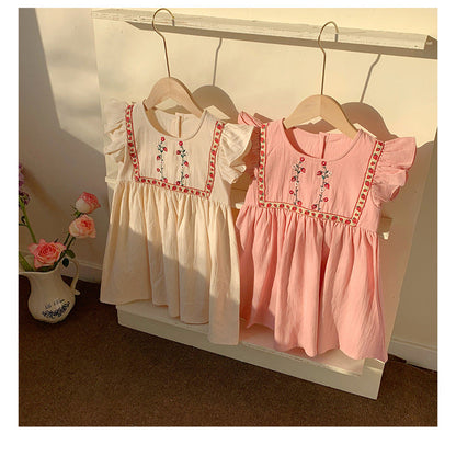 MyKids-USA® Baby Kids Girls Vintage Sleeveless Flowers Pattern Dress