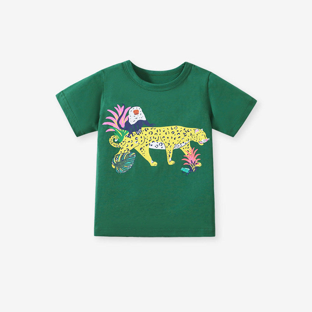 MyKids-USA® Kids’ Cartoon Pattern Short Sleeves T-shirt in European and American Style for