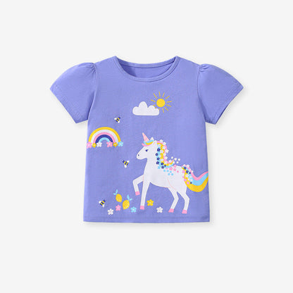 MyKids-USA® Kids’ Cartoon Pattern Short Sleeves T-shirt in European and American Style for