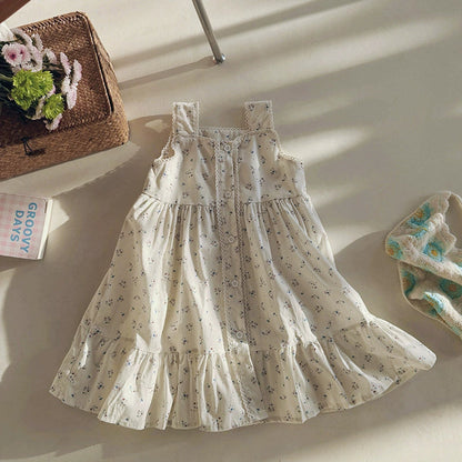 MyKids-USA® Summer Arrival Baby Kids Girls Cute Sleeveless Flowers Pattern Printed Dress