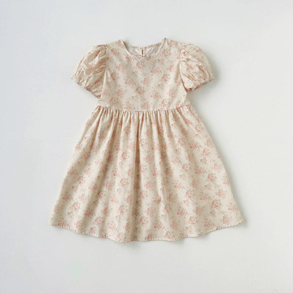 MyKids-USA® Baby Kids Girls Cute Short Sleeves Heart Hollow-out Pattern Floral Dress