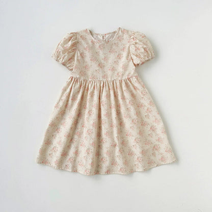 MyKids-USA® Baby Kids Girls Cute Short Sleeves Heart Hollow-out Pattern Floral Dress