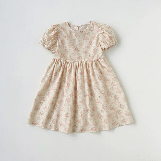 MyKids-USA® Summer Arrival Baby Kids Girls Cute Short Sleeves Heart Hollow-out Pattern Floral Dress