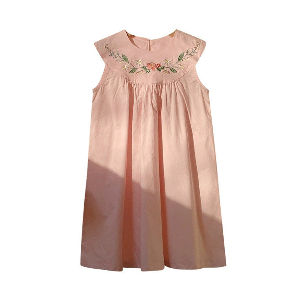 MyKids-USA® Baby Kids Girls Cute Sleeveless Sweet Flowers Embroidered Dress