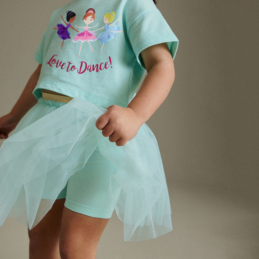 MyKids-USA® Baby Kids Princess Cartoon Pattern T-shirt and Tulle Skirt Clothing Set for Girls