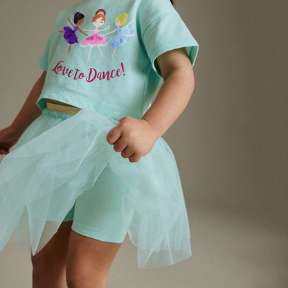 MyKids-USA® Baby Kids Princess Cartoon Pattern T-shirt and Tulle Skirt Clothing Set for Girls