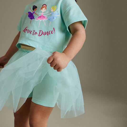 MyKids-USA® Baby Kids Princess Cartoon Pattern T-shirt and Tulle Skirt Clothing Set for Girls