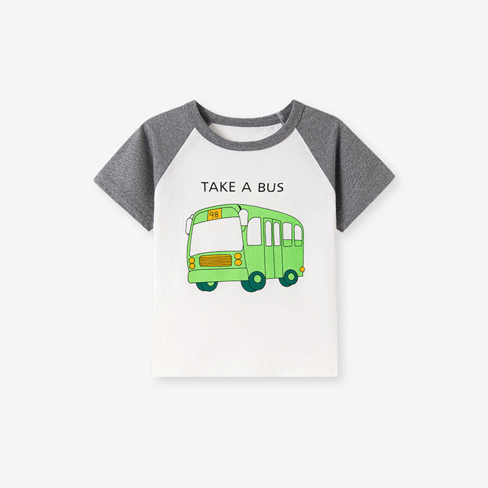 MyKids-USA® Kids’ Cartoon Pattern Short Sleeves T-shirt in European and American Style