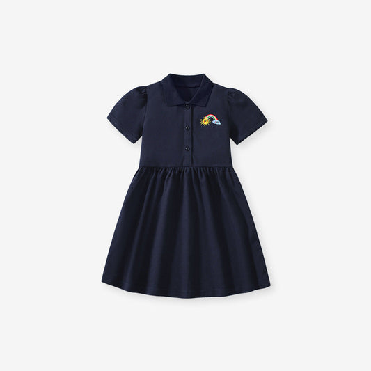 MyKids-USA® Summer Arrival Rainbow Pattern Short Sleeves Polo Dress for Stylish Girls