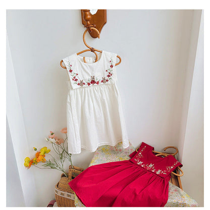MyKids-USA® Flowers Embroidery Pattern Sleeveless Dress for Stylish Girls
