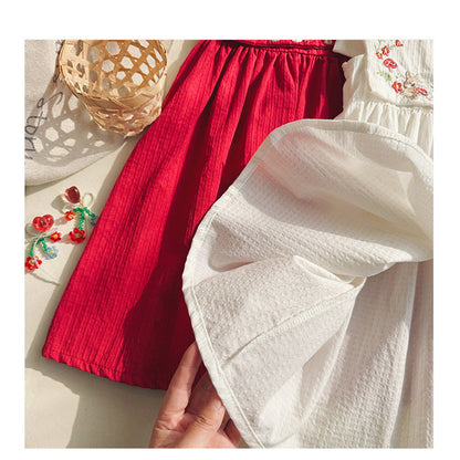 MyKids-USA® Flowers Embroidery Pattern Sleeveless Dress for Stylish Girls