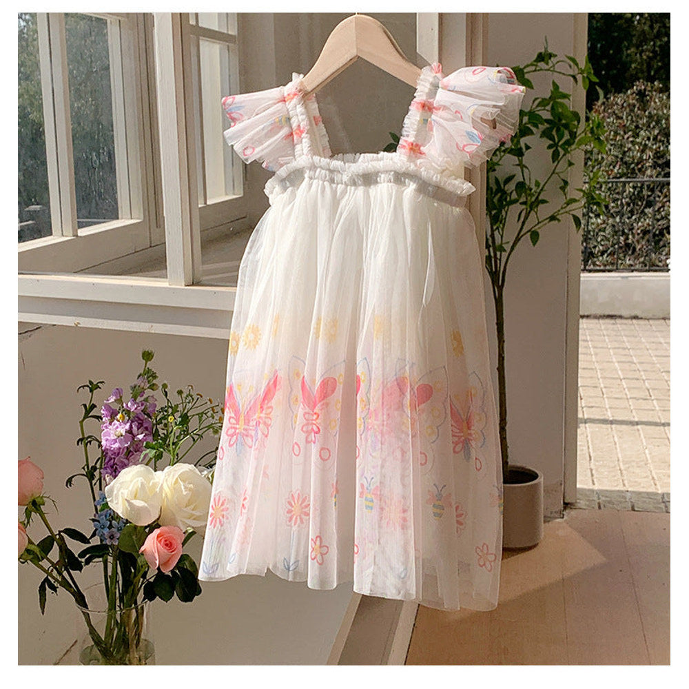 MyKids-USA® Butterfly Pattern Sleeveless Tulle Dress for Stylish Girls