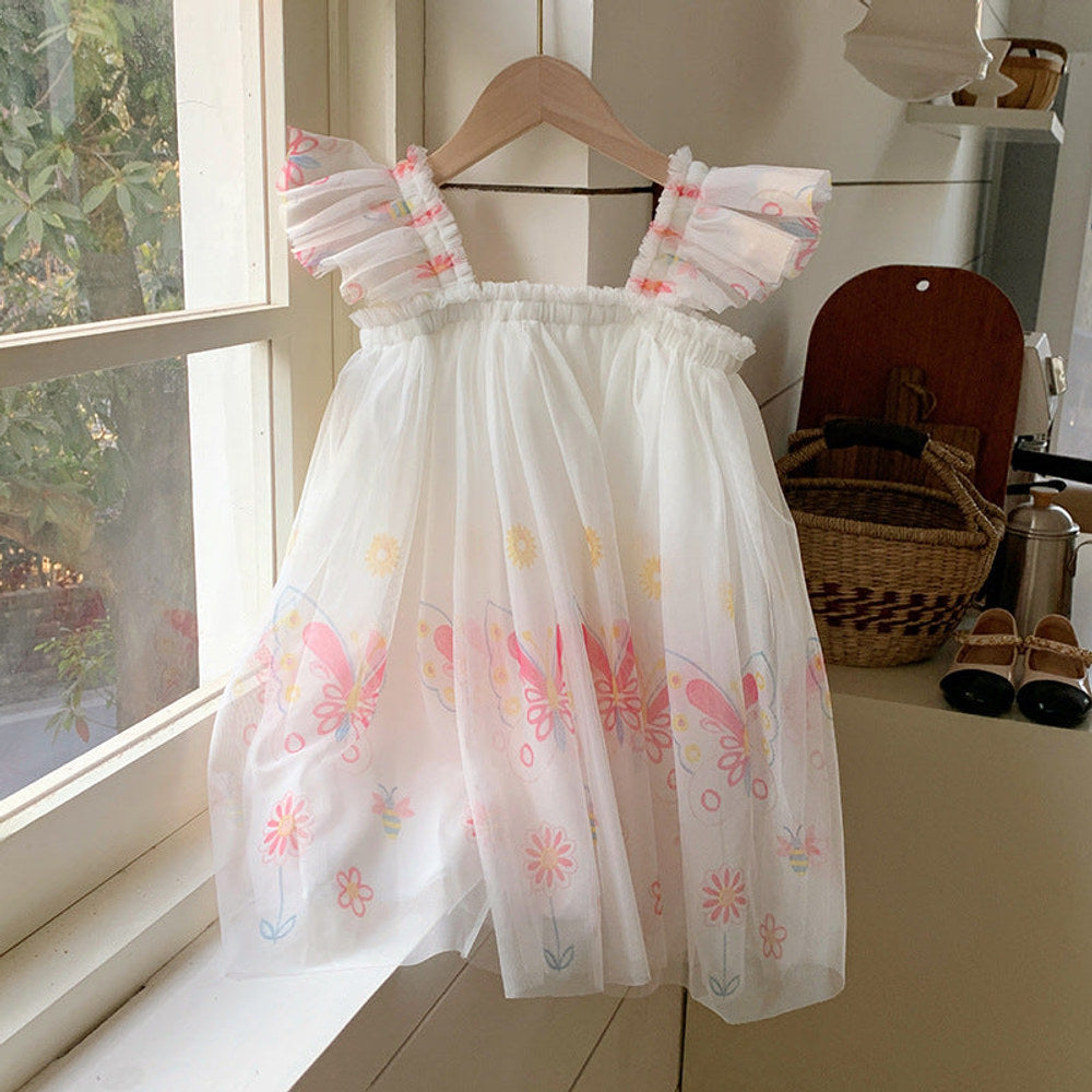 MyKids-USA® Butterfly Pattern Sleeveless Tulle Dress for Stylish Girls