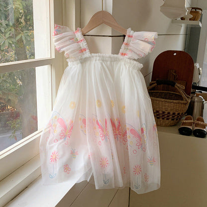 MyKids-USA® Butterfly Pattern Sleeveless Tulle Dress for Stylish Girls