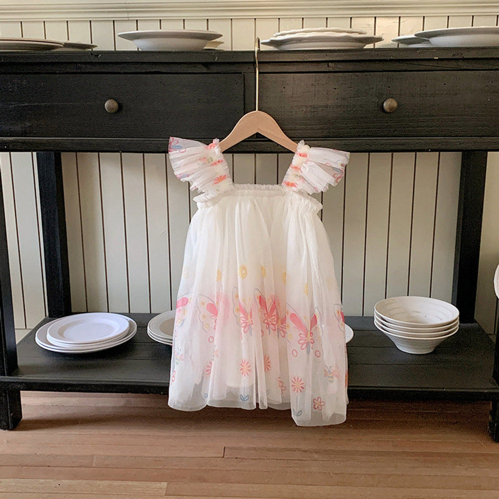 MyKids-USA® Butterfly Pattern Sleeveless Tulle Dress for Stylish Girls