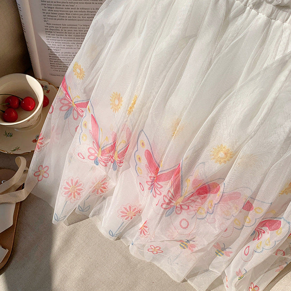 MyKids-USA® Butterfly Pattern Sleeveless Tulle Dress for Stylish Girls