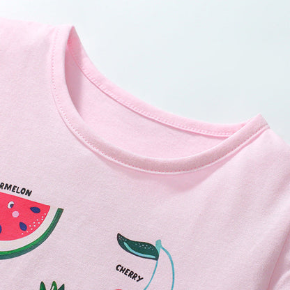MyKids-USA® Kids’ Fruits Cartoon Pattern Short Sleeves T-shirt in European and American Style
