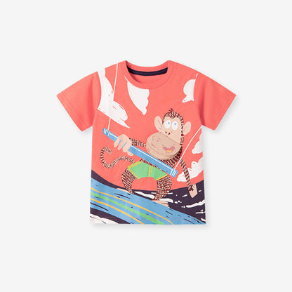 MyKids-USA® Baby Kids Monkey Cartoon Pattern T-shirt and Shorts Clothing Set for Boys