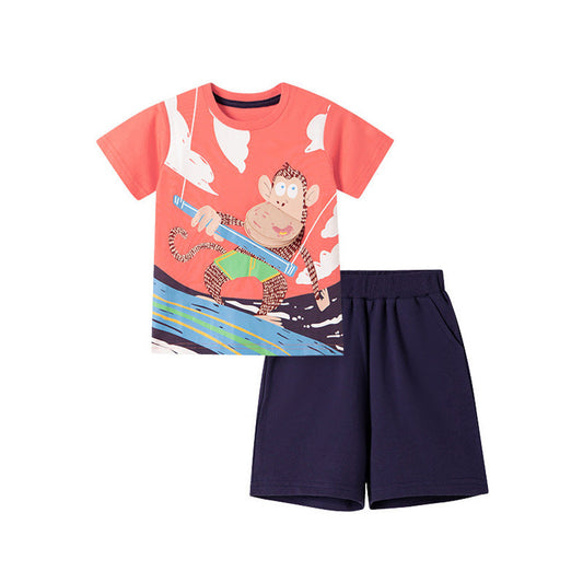 MyKids-USA® Baby Kids Monkey Cartoon Pattern T-shirt and Shorts Clothing Set for Boys