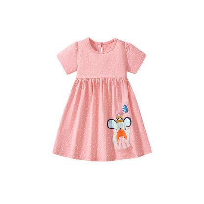 MyKids-USA® Animals Cartoon Pattern Short Sleeves Dress for Stylish Girls