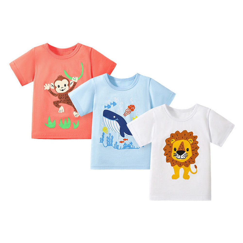 MyKids-USA® Kids’ Animals Cartoon Pattern Short Sleeves T-shirt in European and American Style