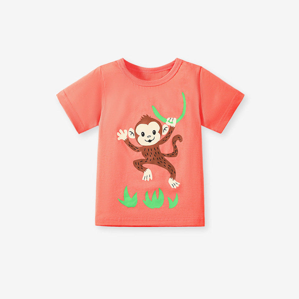MyKids-USA® Kids’ Animals Cartoon Pattern Short Sleeves T-shirt in European and American Style