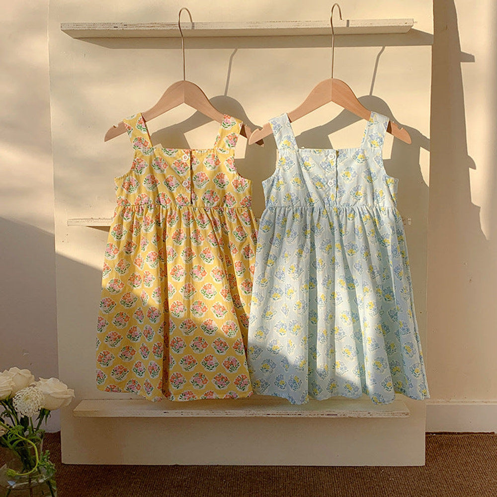 MyKids-USA® Flowers Pattern Sleeveless Strap Dress for Stylish Girls