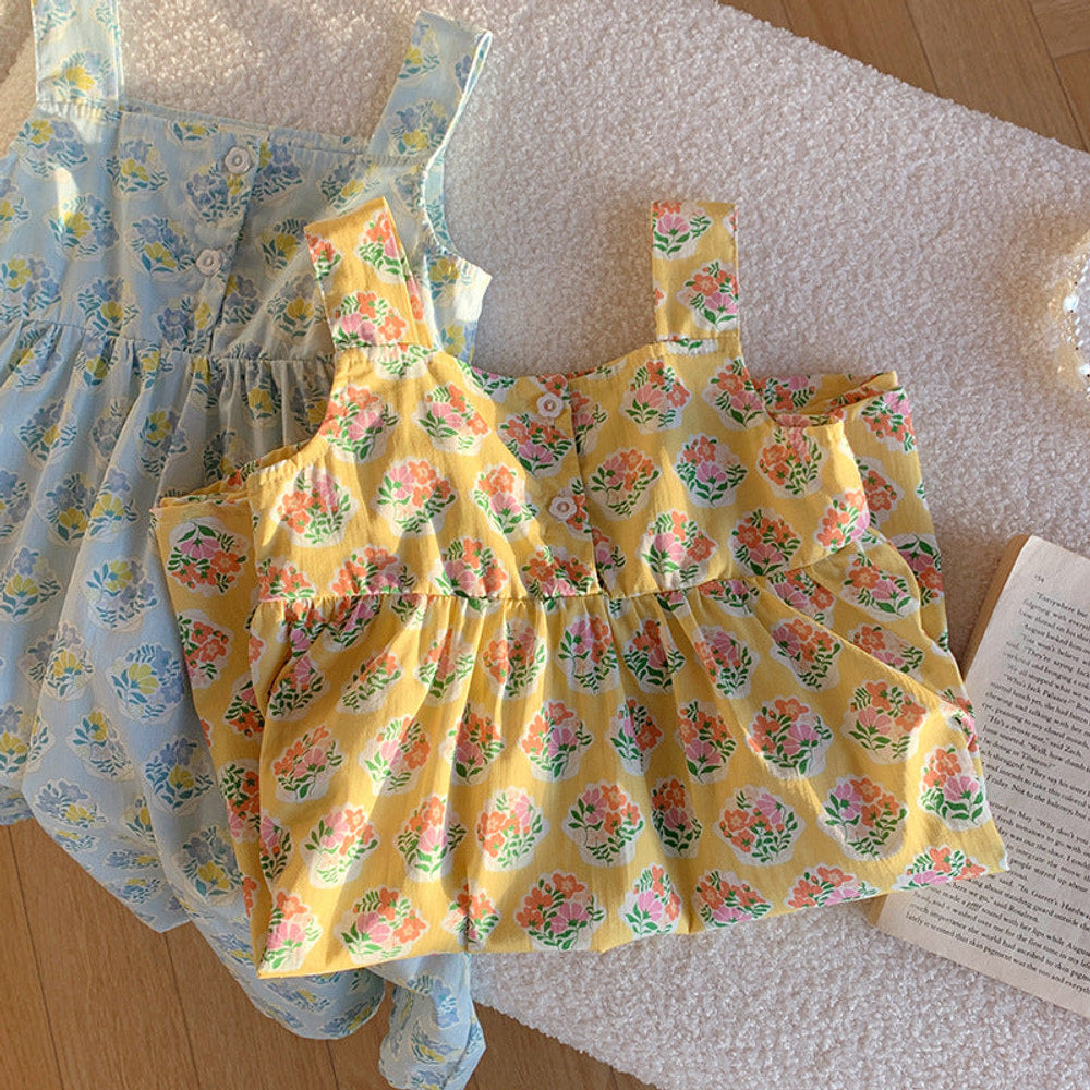 MyKids-USA® Flowers Pattern Sleeveless Strap Dress for Stylish Girls