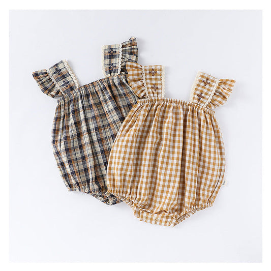MyKids-USA® Baby Girls Sleeveless Plaid Design bodysuit Bodysuits