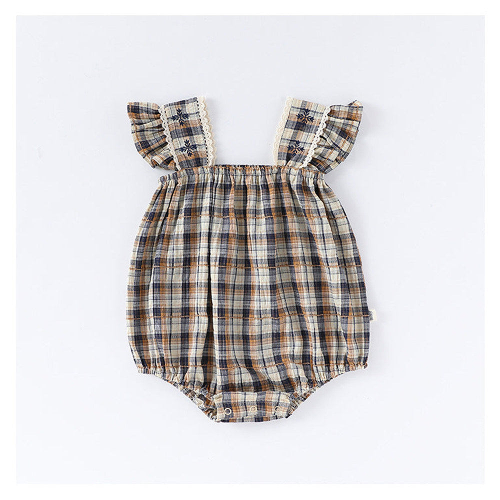 MyKids-USA® Baby Girls Sleeveless Plaid Design bodysuit Bodysuits