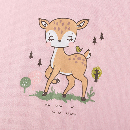 MyKids-USA® Cute Deer Pattern Short Sleeves Tulle Dress for Stylish Girls