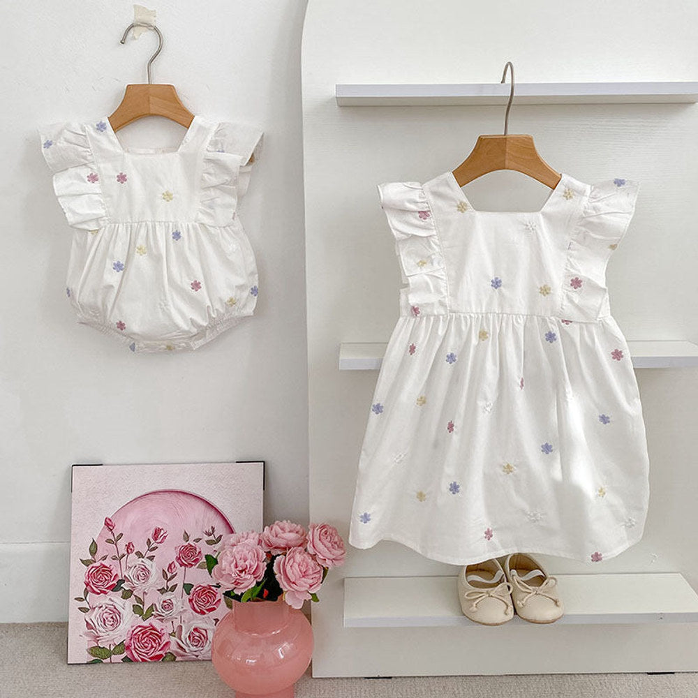 MyKids-USA® Star Pattern Fly Sleeves Square Neck Dress/bodysuit for Stylish Girls