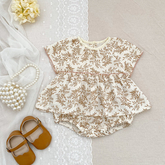 MyKids-USA® Thin Floral Pattern Short Sleeves Crew Neck bodysuit for Stylish Girls