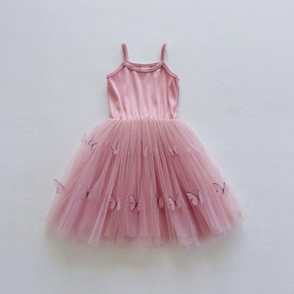 MyKids-USA® Butterfly Pattern Sleeveless Tulle Patchwork Dress for Stylish Girls