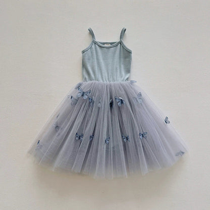 MyKids-USA® Butterfly Pattern Sleeveless Tulle Patchwork Dress for Stylish Girls