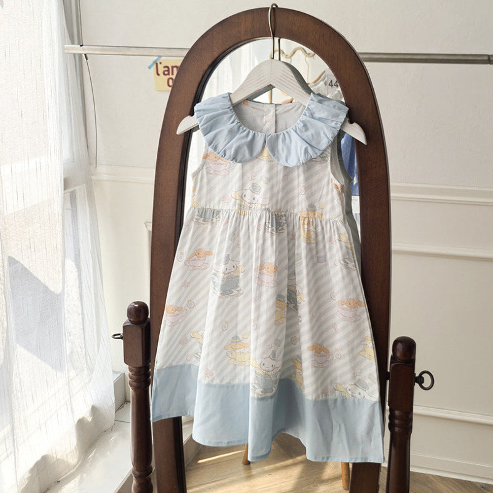 MyKids-USA® Puppy Cartoon Pattern Printed Sleeveless Dress for Stylish Girls