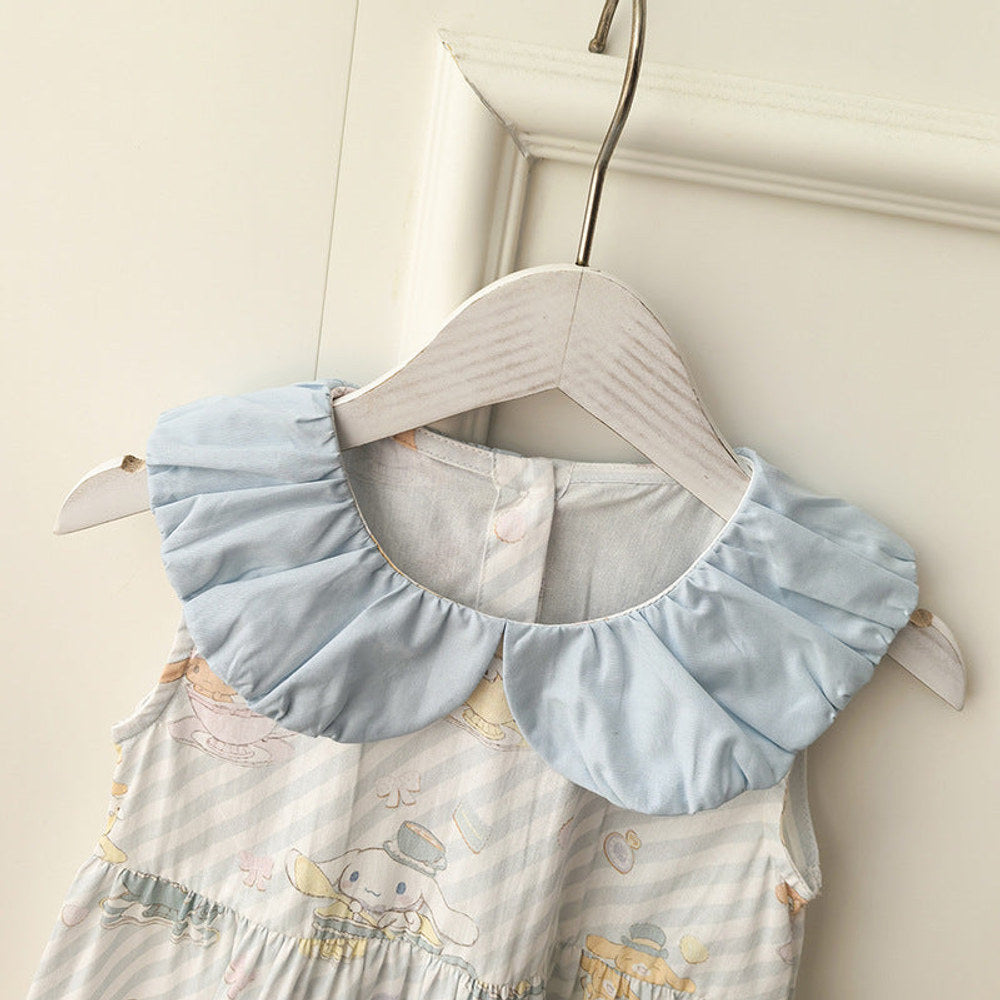 MyKids-USA® Puppy Cartoon Pattern Printed Sleeveless Dress for Stylish Girls