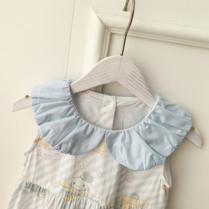 MyKids-USA® Puppy Cartoon Pattern Printed Sleeveless Dress for Stylish Girls