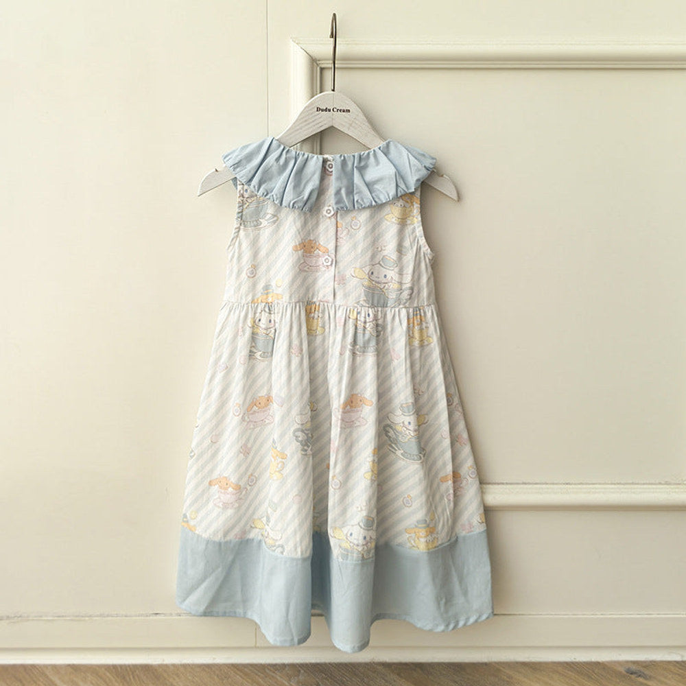 MyKids-USA® Puppy Cartoon Pattern Printed Sleeveless Dress for Stylish Girls