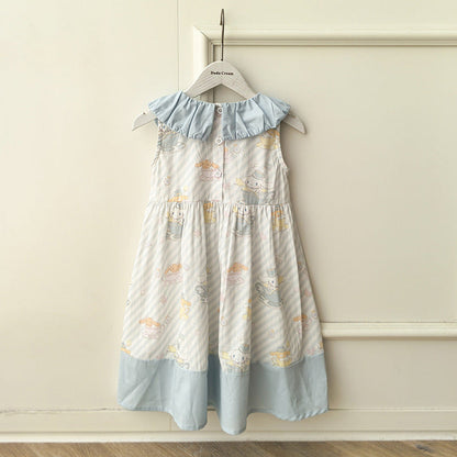 MyKids-USA® Puppy Cartoon Pattern Printed Sleeveless Dress for Stylish Girls
