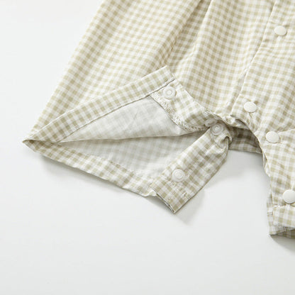 MyKids-USA® Baby Boys Short Sleeves Cute Plaid Pattern Rompers
