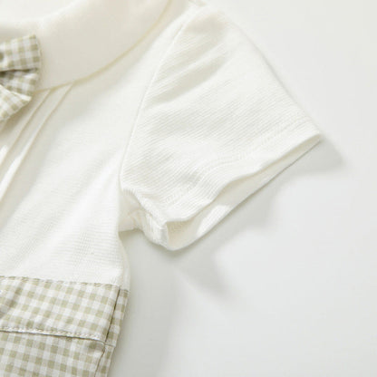 MyKids-USA® Baby Boys Short Sleeves Cute Plaid Pattern Rompers