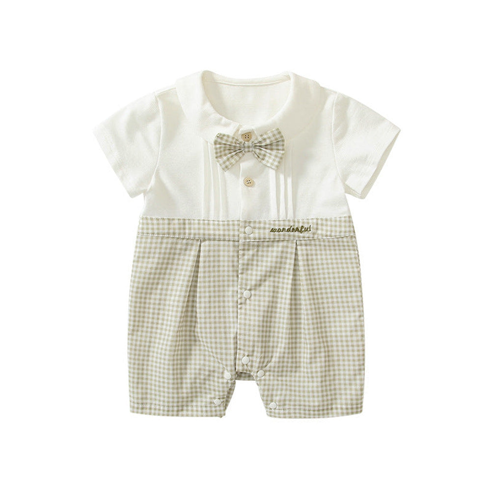 MyKids-USA® Baby Boys Short Sleeves Cute Plaid Pattern Rompers