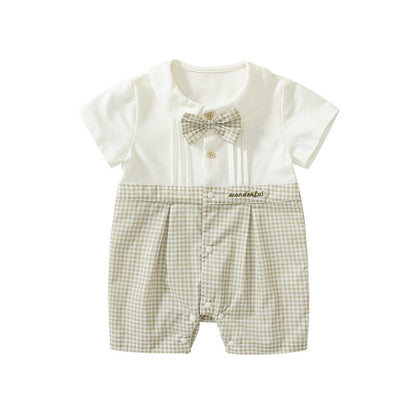 MyKids-USA® Baby Boys Short Sleeves Cute Plaid Pattern Rompers