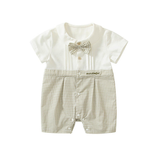 MyKids-USA® Summer Arrival Baby Boys Short Sleeves Cute Plaid Pattern Rompers