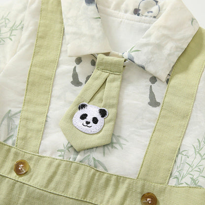 MyKids-USA® Baby Boys Short Sleeves Cute Panda Pattern bodysuit