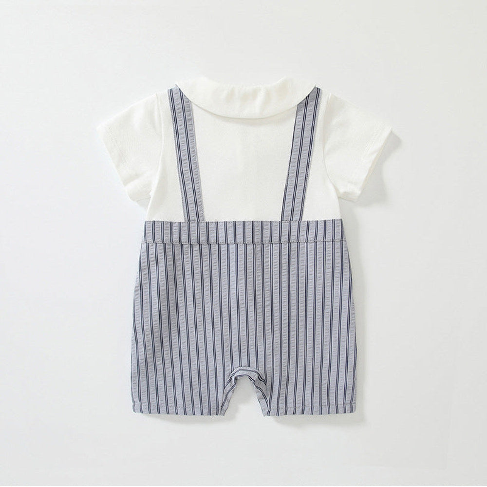 MyKids-USA® Baby Boys Short Sleeves Cute Striped Overalls Pattern Rompers